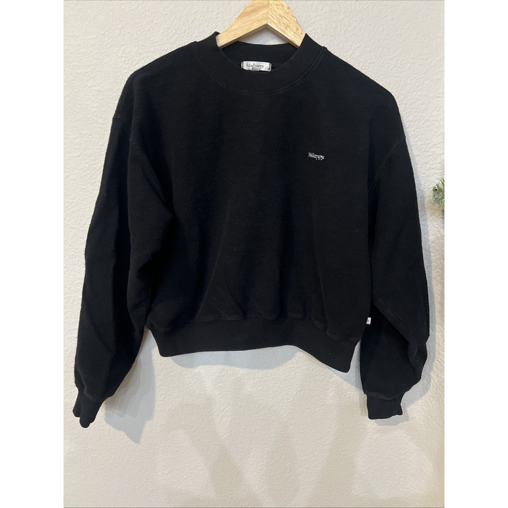 Madhappy BLACK Cotton Crewneck Long Sleeve Sweatshirt Reverse Weave Terry SMALL